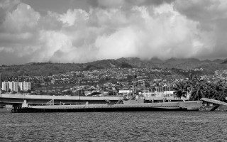 Large boat city cloudy sky - top of a body free wallpaper for desktop