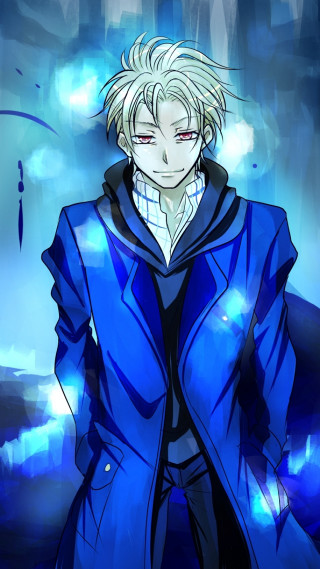 Man blue coat eyes closed - a black collar free wallpaper