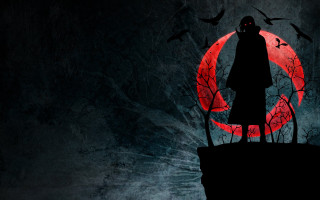 Person red moon bats flying - bloodborne free wallpaper