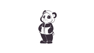 Panda bear hoodie black white - monochrome free wallpaper