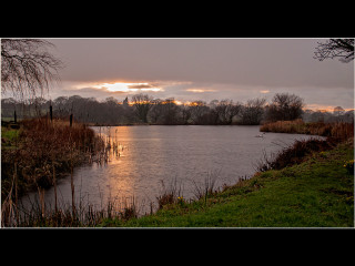 Lake boat sunset clouds trees 4 - the sky and trees free wallpaper