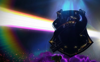 Rainbow light shield black background - beeple free wallpaper