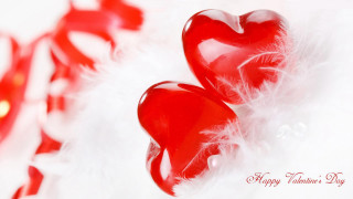 Red hearts feathers valentines love - anthony devas free wallpaper