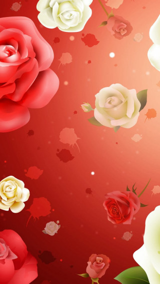 Red rose bouquet bridal veil - computer graphic free wallpaper for mobile