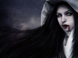 Woman long hair hoodie blood - a hood free wallpaper for desktop