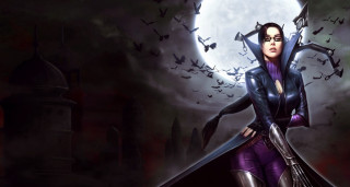 Gothic woman purple outfit full - a full moon free wallpaper