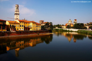 River city buildings clock tower - a city next free wallpaper