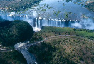Waterfall road bridge trees nature - a large waterfall free wallpaper