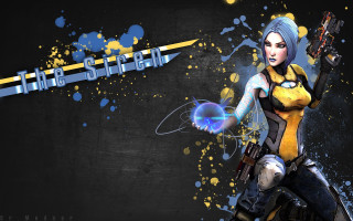 Woman gun ball yellow blue - paint free wallpaper for desktop