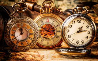 Pocket watches map clock table - steampunk free wallpaper