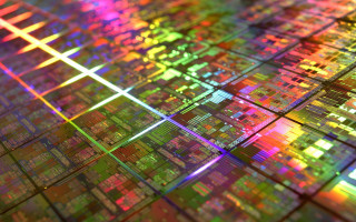 Multicolored computer chip holography raytraced - ray free wallpaper for desktop