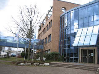 Building glass window staircase entrance - a walkway free wallpaper