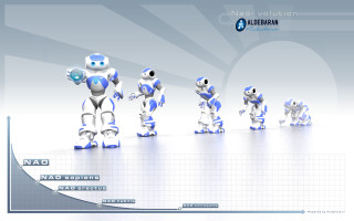 Robot figurines group white surface - les automatiste free wallpaper