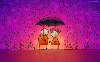 Couple umbrella rain hearts background - the ground behind them free wallpaper for desktop