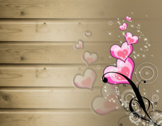 Wooden background hearts swirls pattern - a wooden background free wallpaper