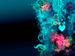 Blue pink abstract background heart 2 - jellyfish free wallpaper