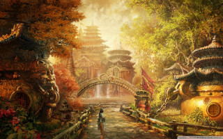 Person walking path forest bridge - chen chun free wallpaper