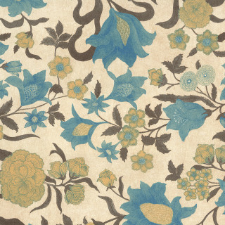 Floral blue yellow white black - a floral pattern free wallpaper