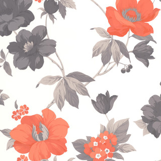 Orange grey flower pattern white - border free wallpaper for tablet