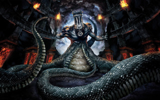 Giant snake demon face arms - a demon like face free wallpaper