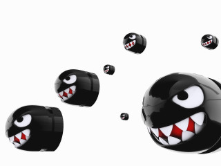 Flying balls with faces and - a group of balls free wallpaper