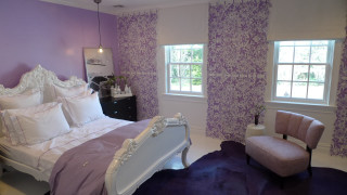 Purple bedroom white bed comforter - a purple wall free wallpaper