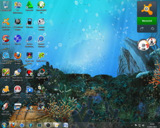 Desktop screen blue background green - screen free wallpaper