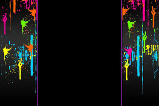 Black background colorful paint splatters - a black frame free wallpaper