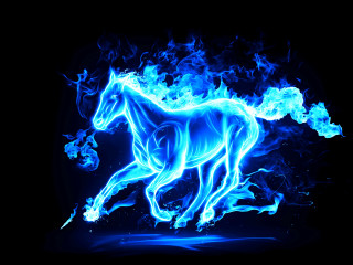 Horse running air blue flames - blue flame free wallpaper