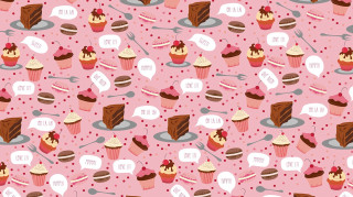 Pink background cupcakes spoons speech - spoon free wallpaper