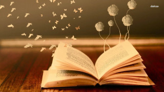 Open book butterflies flying table - open free wallpaper