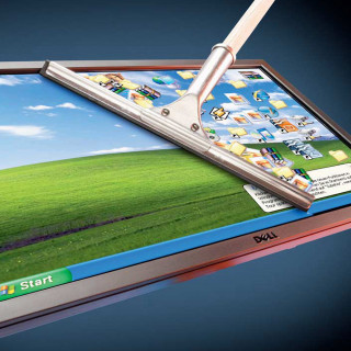 Laptop brush green field blue - free technology wallpaper for tablet