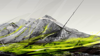 Mountain green line white line - a white line free wallpaper
