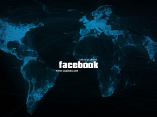 Blue world map facebook dark - a white line free wallpaper for desktop