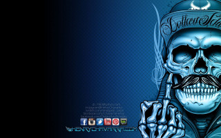 Skull moustache cigarette hand face - a skull free wallpaper for desktop