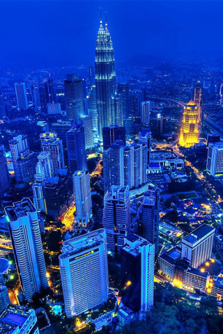 City night tall buildings lights - free city wallpaper for mobile