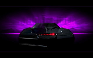 Car purple background red taillight - synthwave free wallpaper for desktop