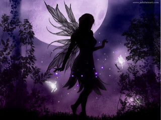 Fairy wings full moon butterflies - a full moon behind her free wallpaper