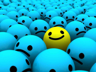 Yellow smiley blue balls black 8 - many free wallpaper