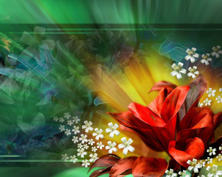 Red flower white center green 2 - the middle of it free wallpaper