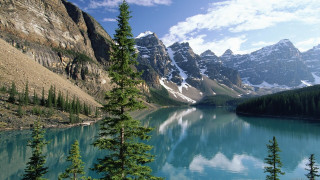 Mountain lake forest snowy mountains 2 - a mountain lake free wallpaper