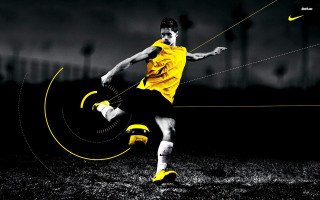 Soccer man kicking yellow shoe - a man kicking free wallpaper