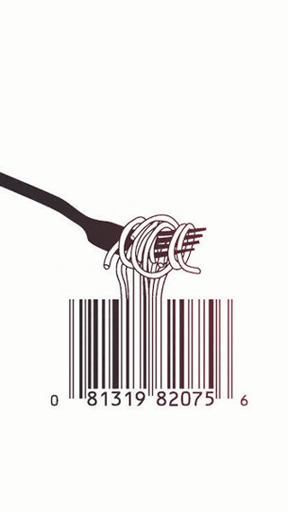 Barcode fork knife black white - a red stripe free wallpaper for mobile