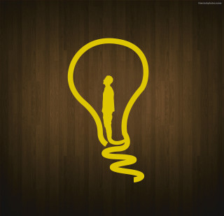 Man light bulb spiral head - free light wallpaper for tablet