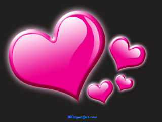 Pink heart three smaller hearts - a blue border free wallpaper for desktop
