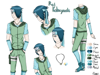 Man green outfit blue hair - character sheet free wallpaper