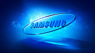 Blue samsung logo dark background - 4k uhd image free wallpaper