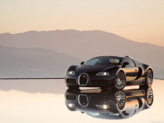 Black bugatti reflection mountains background - reflective free wallpaper