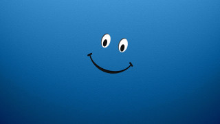 Blue background smiley face black 2 - a smiley face free wallpaper