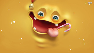 Yellow wall cartoon face candy - a yellow wall free wallpaper